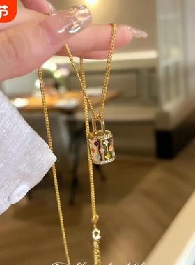 中古轻奢手工滴釉花朵水桶包包项链女小众轻奢精致独特锁骨链