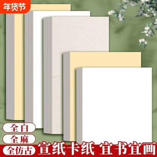 加厚国画生宣宣纸卡纸熟宣工笔画空白半生半熟书法作品纸儿童学生绘画软卡纸全仿古全麻宣框半生熟初学者纸张
