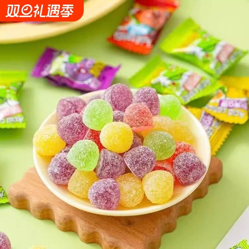 酸砂软糖网红爆款水果果汁软糖独立包装怀旧糖果儿童零食批发