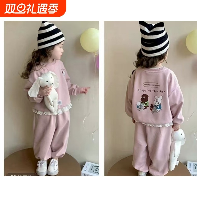 女童卫衣套装2025新款公主儿童洋气时髦休闲宝宝春秋两件套