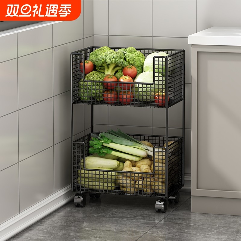 厨房蔬菜置物架落地储物水果菜篮橱柜旁多层大容量蔬菜果存放神器