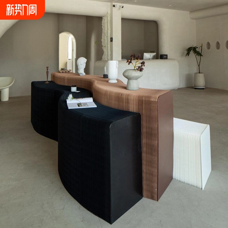 中岛展示台柜流水台盲盒收纳长条展示架展示桌陈列货架手办