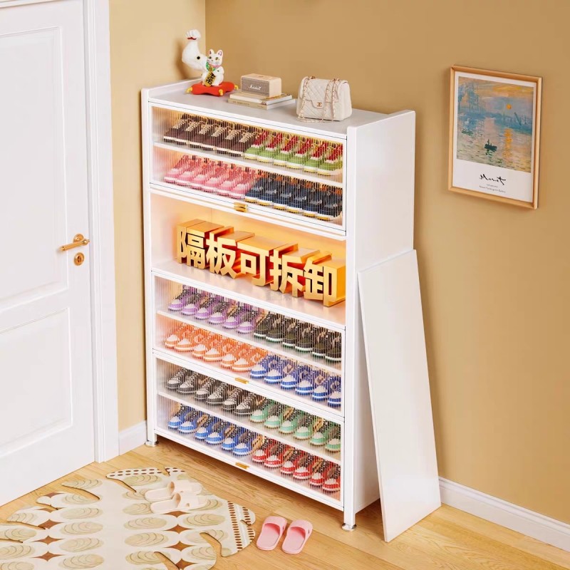 钢制鞋柜家用落地大容量多层防尘鞋架门口入户玄关翻门收纳置物柜