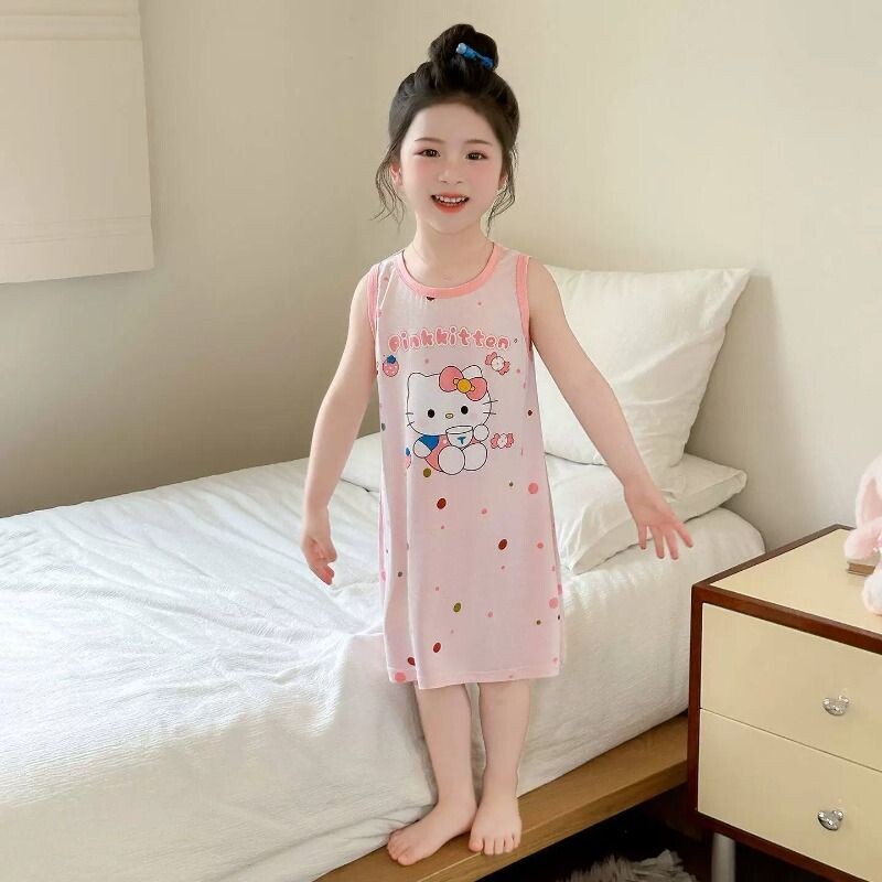 莫代尔女童睡裙2026夏季背心裙儿童吊带家居服睡衣爱心萌可星星