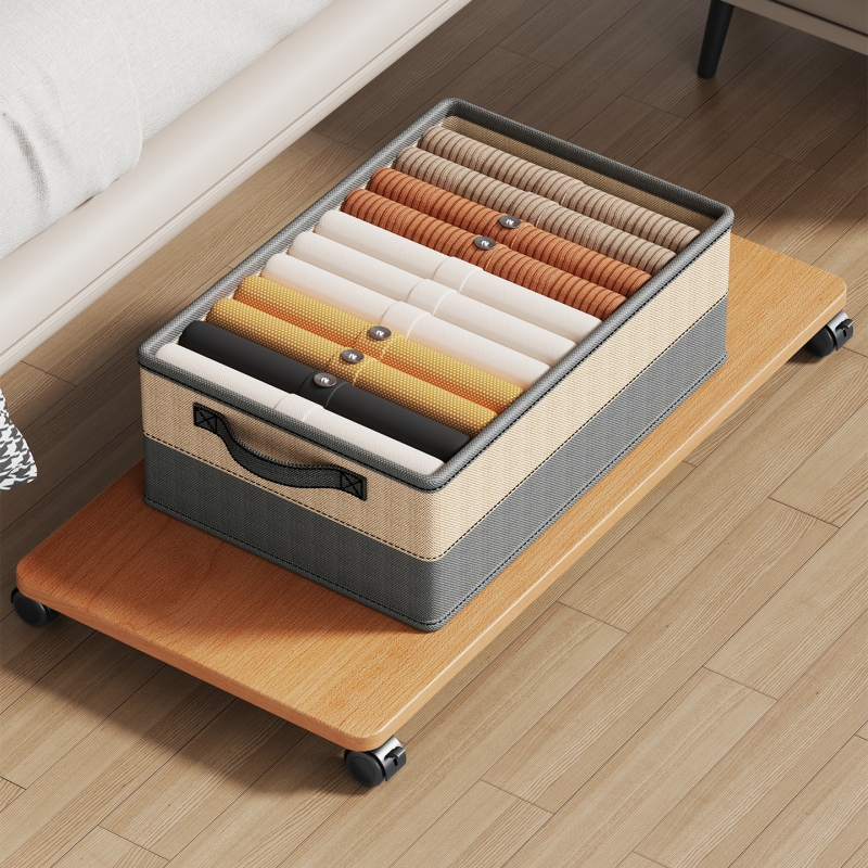 实木移动底座滑轮收纳箱置物架