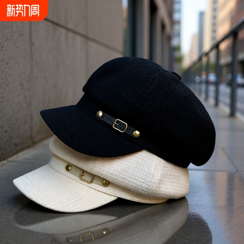 八角帽子女秋冬季新款时尚鸭舌帽逛街休闲百搭贝雷帽画家报童帽
