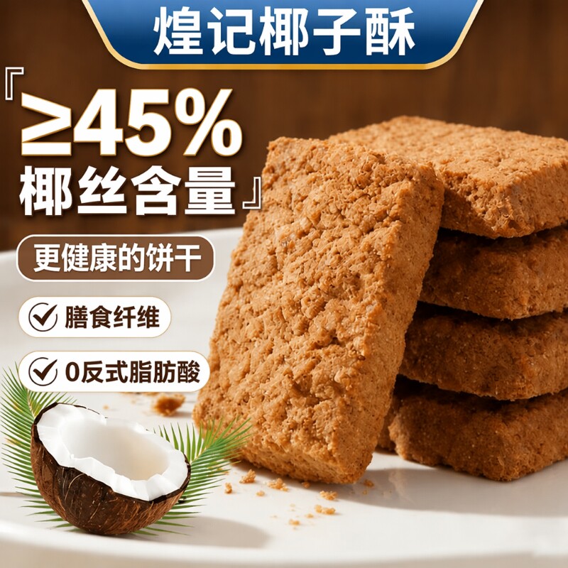 煌记黄油椰蓉酥椰子酥曲奇饼干网红零食早餐办公室下午茶点心健康