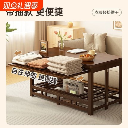 折叠烤火架1.2米家用实木烤火桌子家用长方形折叠炕桌楠竹取暖桌