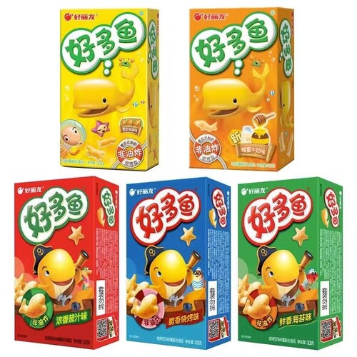 好丽友好多鱼零食休闲食品鸡翅味33克/盒好吃膨化食品非油炸海苔
