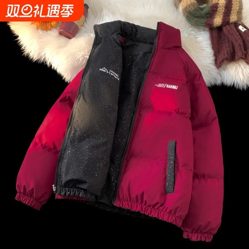 户外冬季加厚保暖羽绒服男女款外套情侣装棉衣服宽松双面穿面包服