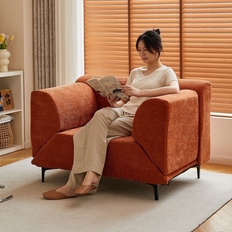 沙发客厅2025新款小户型卧室扶手旋转飞冀沙发椅单人简约布艺沙发