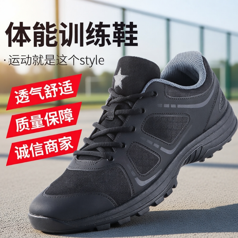 体能训练鞋作训鞋男黑色消防解放鞋胶鞋男跑鞋夏季军训耐磨防滑