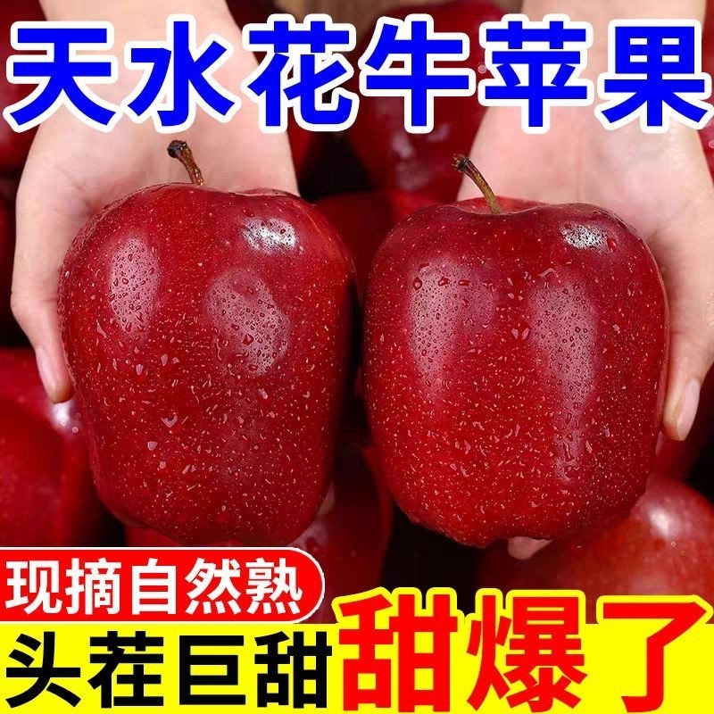 彩箱装正宗甘肃天水花牛苹果蛇红果小孩老人面粉脆沙甜新鲜水果