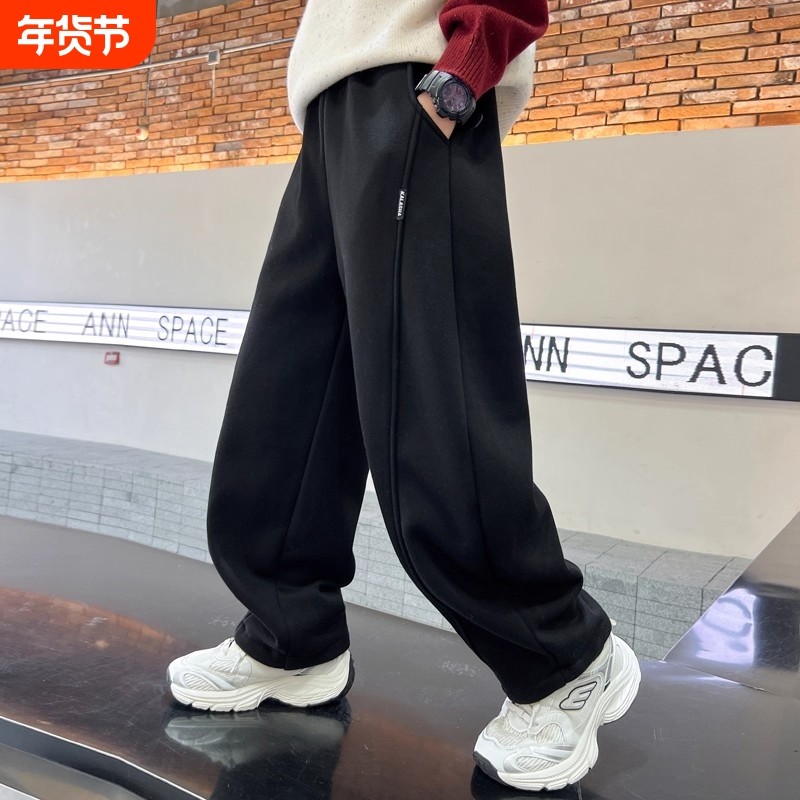 男童裤子加厚2025新款中大儿童春秋冬装运动裤加绒卫裤时髦弯刀裤,童装/婴儿装/亲子装,裤子,淘宝优惠券,粉丝福利购,淘宝优惠卷