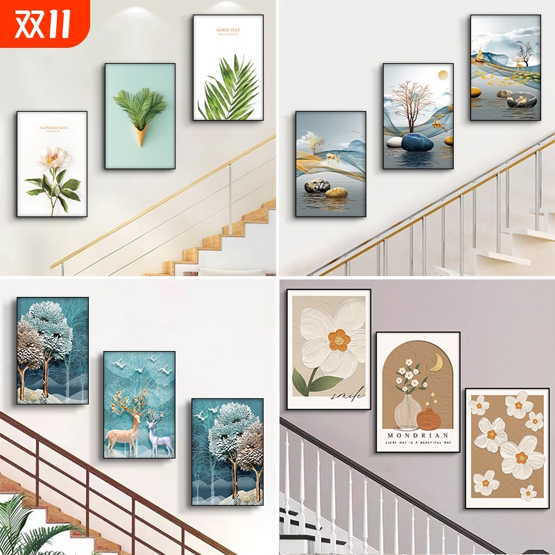 轻奢玄关装饰画现代走廊过道挂画高级感入户墙面客厅画风景画壁画图片