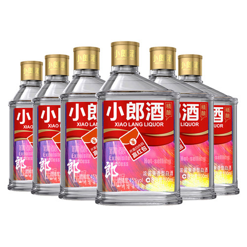 郎酒精酿小郎酒瓶装45度100ml*6光瓶白酒口粮酒自饮微醺小酒高粱
