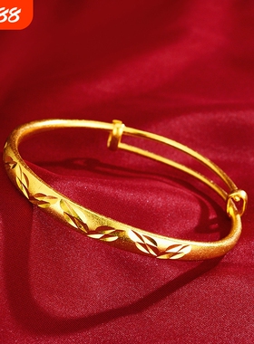 越南沙金女款钛金手镯五花瓣泰国金手环金店同款高级感送女友礼物