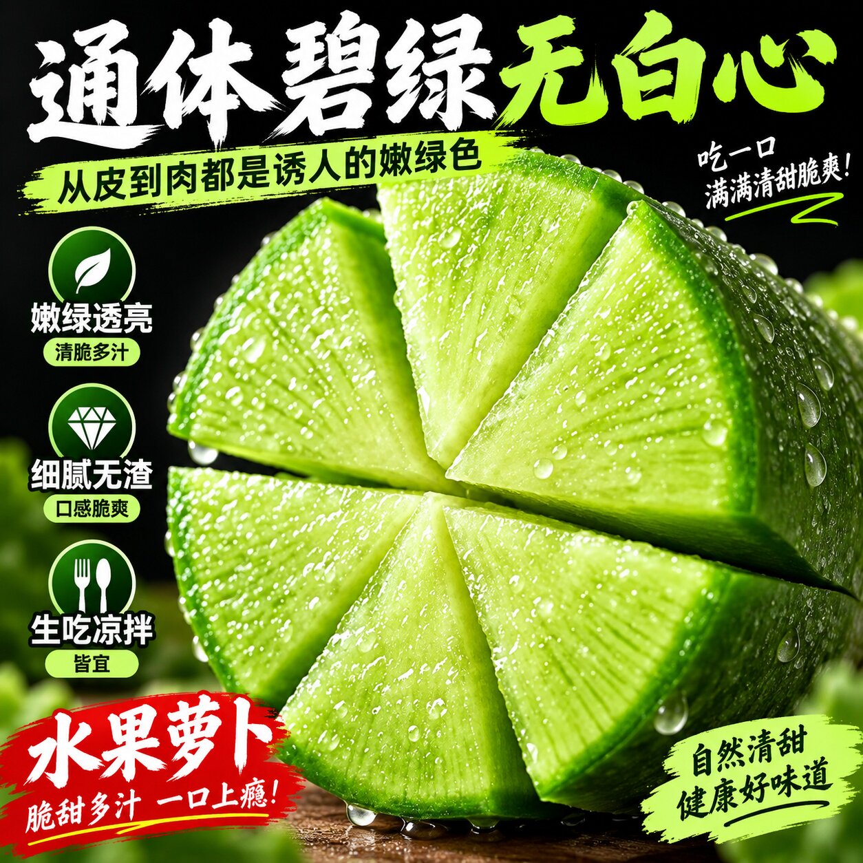 山东潍坊水果萝卜新鲜爽脆型生吃正宗潍县萝卜绿心脆甜爽口产地图片