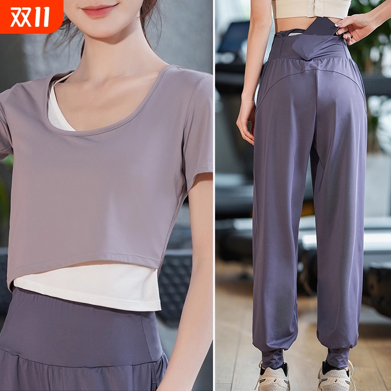 速干运动套装女高弹瑜伽服健身服2025夏季显瘦短袖跑步训练服