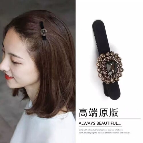 发夹轻奢刘海碎发女高端丝绒侧边夹鸭嘴夹子春夏头饰蝴蝶结水钻