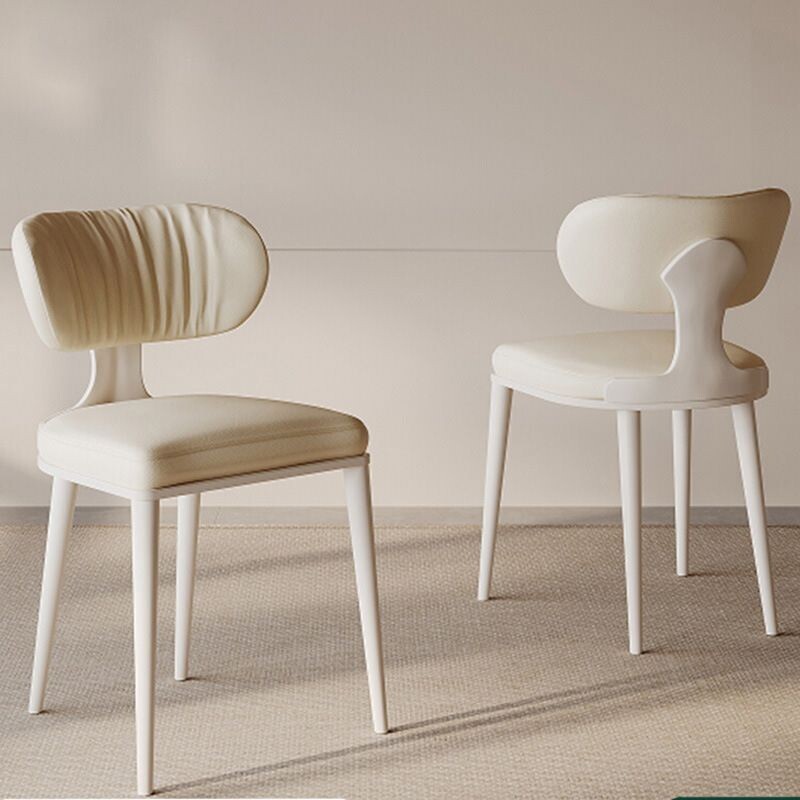d北欧奶油风靠背餐椅现代简约网红轻奢白色餐厅吃饭凳子椅子皮餐