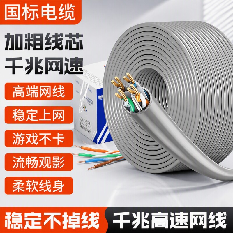 五类六类网线千兆家用高速Cat6类双绞监控网络线PoE万兆路由器