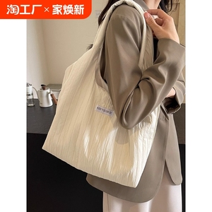 艾程韩系布包女帆布包包2024新款慵懒松弛感休闲大容量单肩托特包