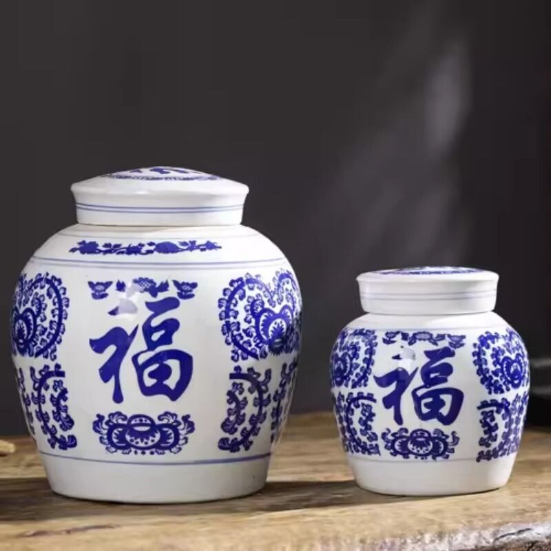 瓷罐带盖家用坛子中药陶瓷罐储物罐腌菜罐猪油罐大号装米缸罐米桶