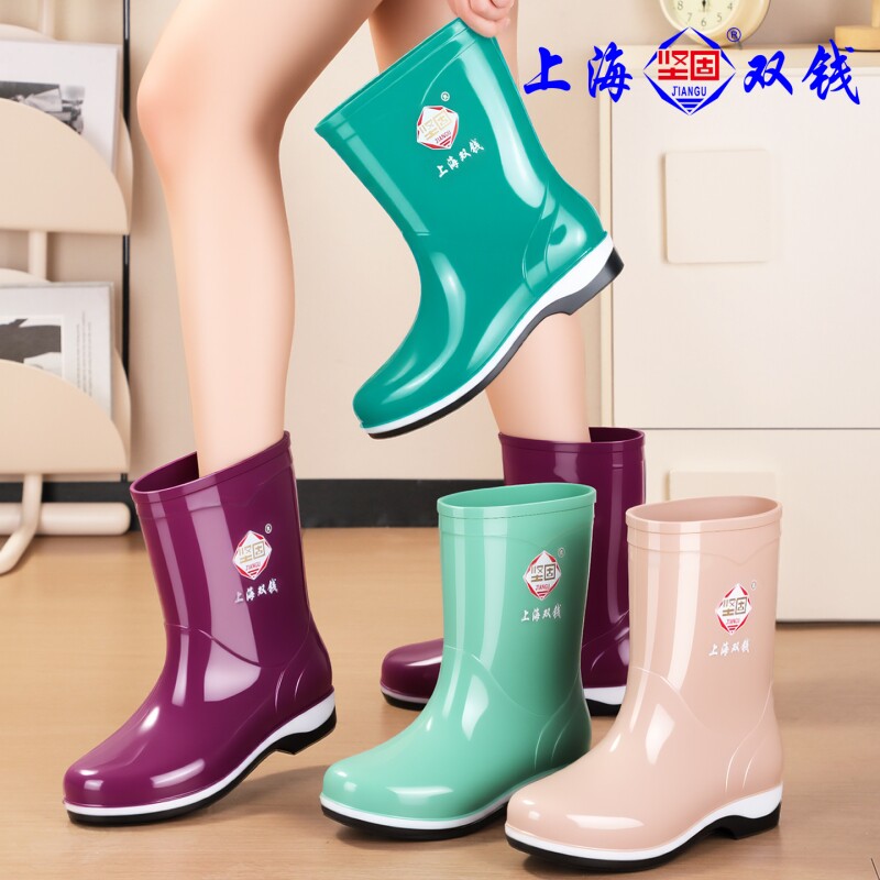 低帮棉双钱女水鞋速干胶鞋短套雨鞋保暖时尚防水防滑成人耐磨大底