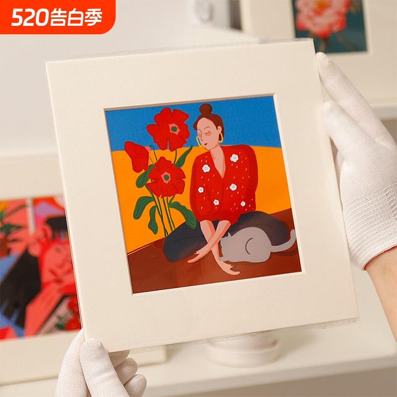 5个装 A4A3版画无酸卡纸画艺术微喷装裱现代简约挂墙装相框白卡