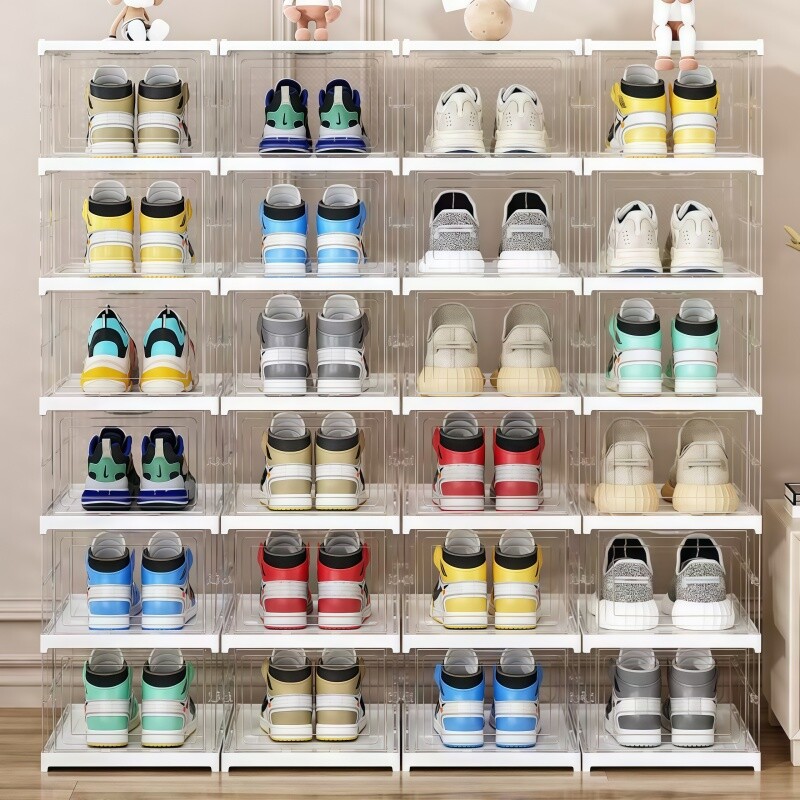 鞋柜一体式简约鞋子收纳盒防尘鞋架鞋盒透明鞋柜宿舍免安装可折叠