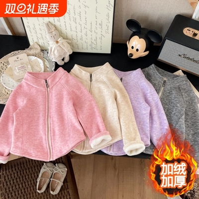 儿童秋冬季加绒加厚保暖上衣