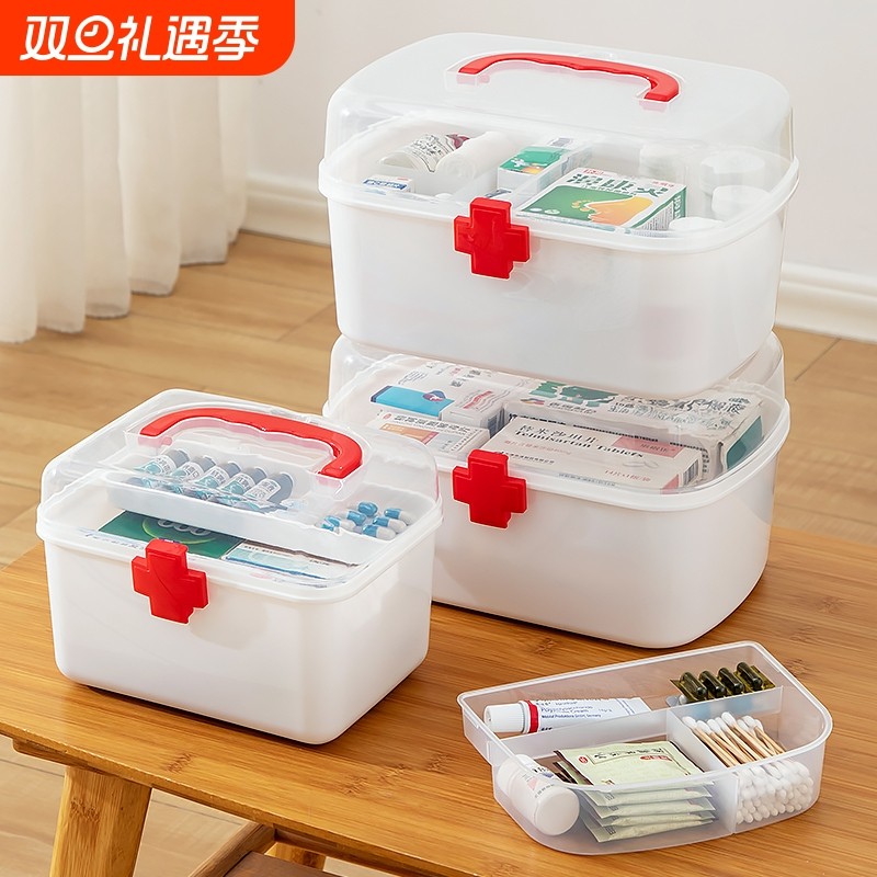 医药箱家庭装学生宿舍大容量储物箱小型药物药品收纳盒家用小药箱