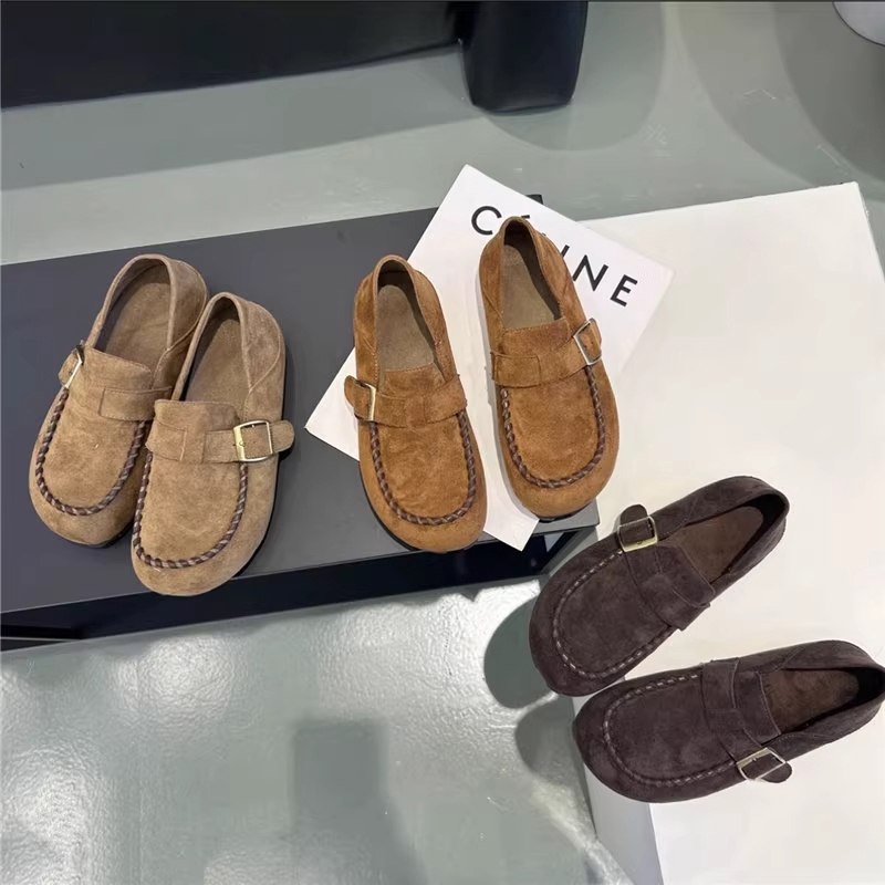 复古一脚蹬豆豆鞋女2025秋季新款勃肯鞋舒适软底休闲平底百搭单鞋