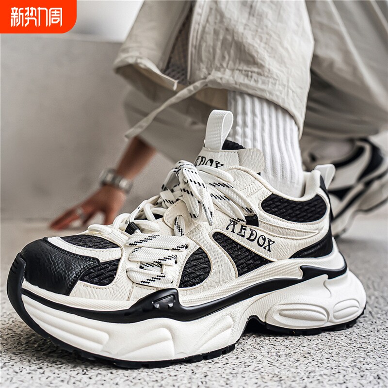 老爹鞋男款厚底增高跑步潮鞋春夏新款网面透气港风休闲运动男鞋子
