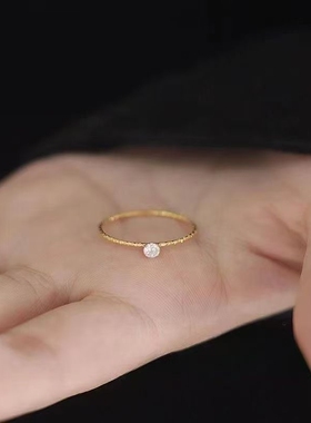 钛钢戒指不掉色高颜值锆石戒指极细闪闪满天星戒指女食指指环 ins