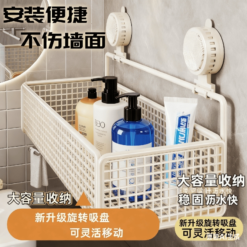 吸盘置物架厨房卫生间宿舍免打孔墙上收纳架子厕所洗漱台各种神器
