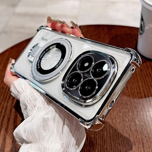 适用红米note14pro手机壳新款磁吸带支架note14透明高级感超防摔14pro全包镜头13气囊个性简约时尚男女款外壳