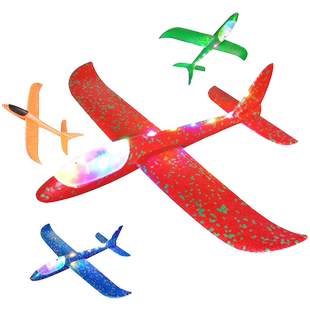 手抛飞机发光泡沫飞机儿童户外飞机玩具纸飞机滑翔回旋飞机春季