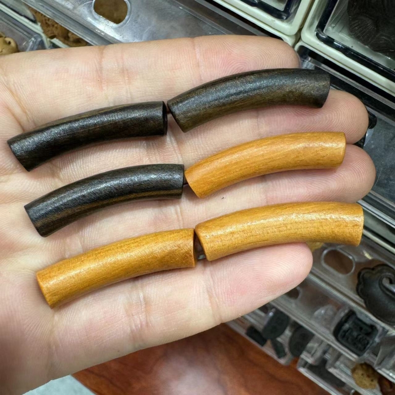 沉香木檀木半镯弯管DIY文玩佛珠饰品配饰手机链手链吊坠包挂项链