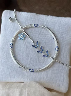 【蓝花蝶】新中式高颜值蝴蝶手链vintage手环高级感闺蜜叠戴手饰