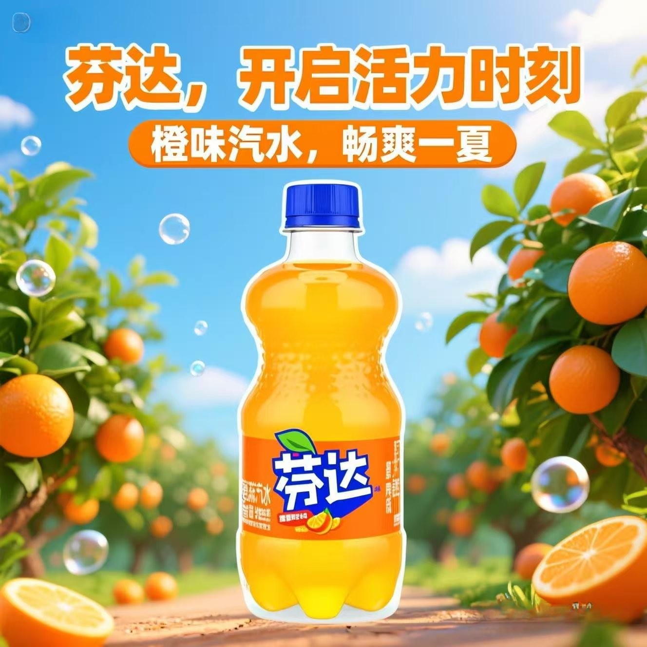 可口可乐含糖芬达饮料300ml*12瓶橙汁橙味迷你碳酸饮料小瓶装便宜