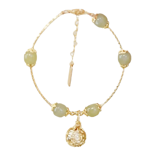 ins设计铃铛金手镯银手环手链女高级感女儿童手镯竹节红玛瑙流苏