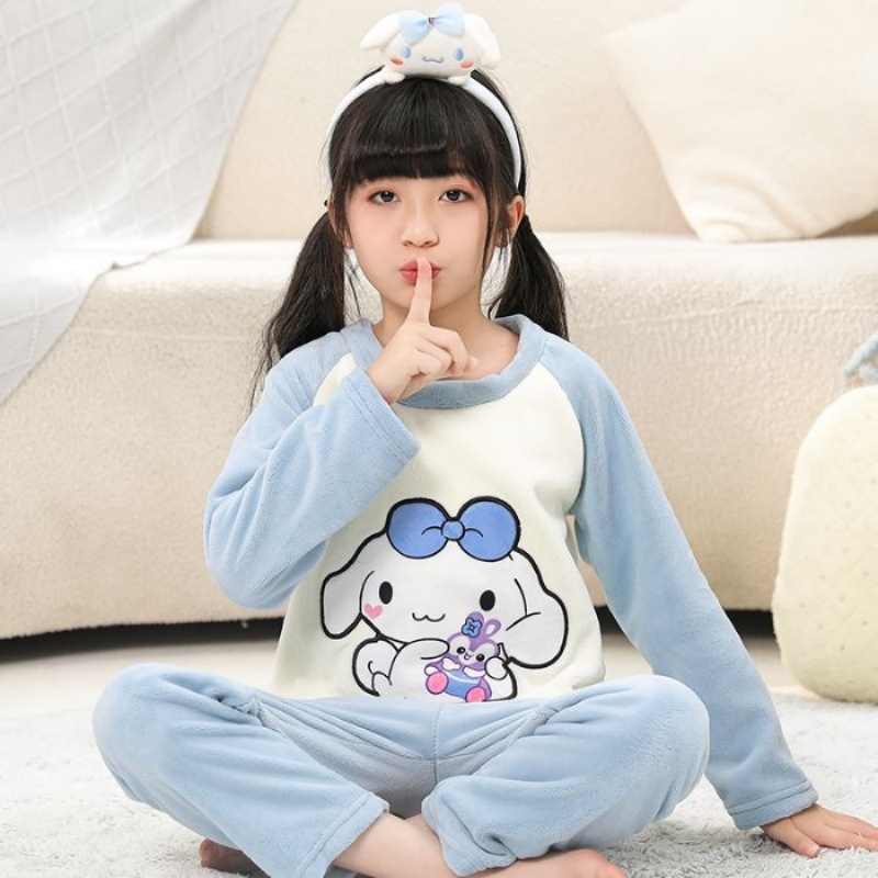 女童秋冬季睡衣法兰绒长袖薄绒玉桂狗2025新款中大童套装美乐蒂