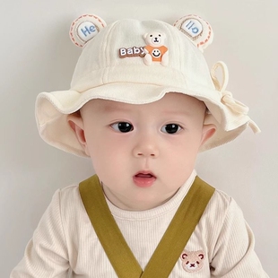 婴儿帽子秋冬款 渔夫帽婴幼儿男宝女宝宝帽子小月龄盆帽可调节