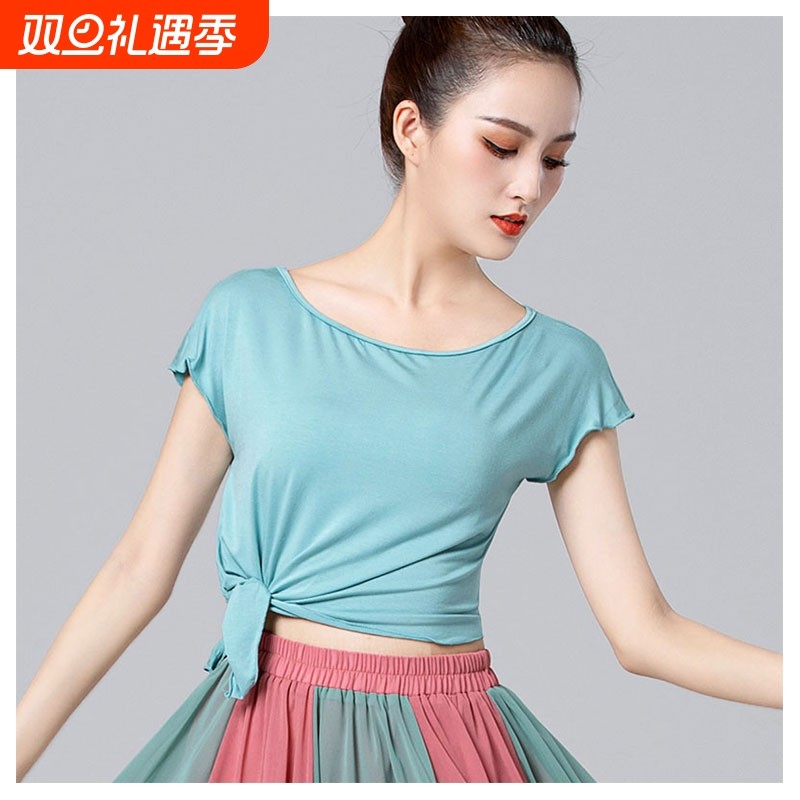 现代舞舞蹈服装古典舞广场舞夏季练功服短袖上衣吸汗透气夏季纯棉