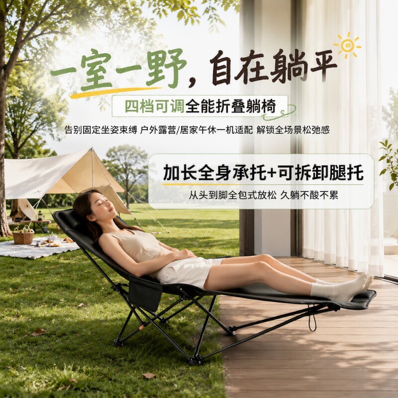 可躺可坐躺椅户外折叠椅便携式露营背书椅子月亮椅午睡考研写生椅图片