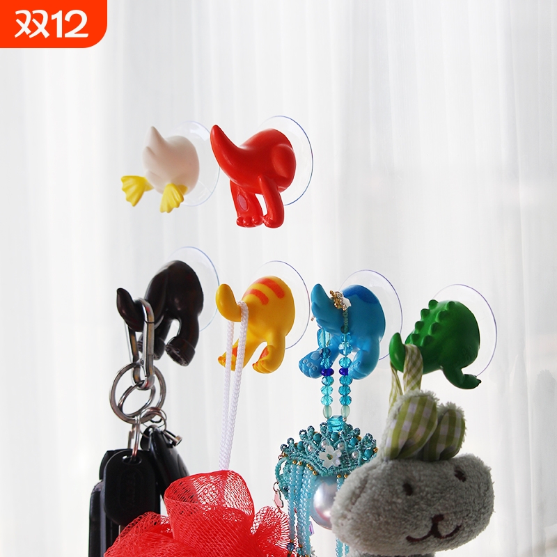 小动物尾巴挂钩 可爱屁股造型创意趣味真空吸盘挂钥匙 免打孔吸盘