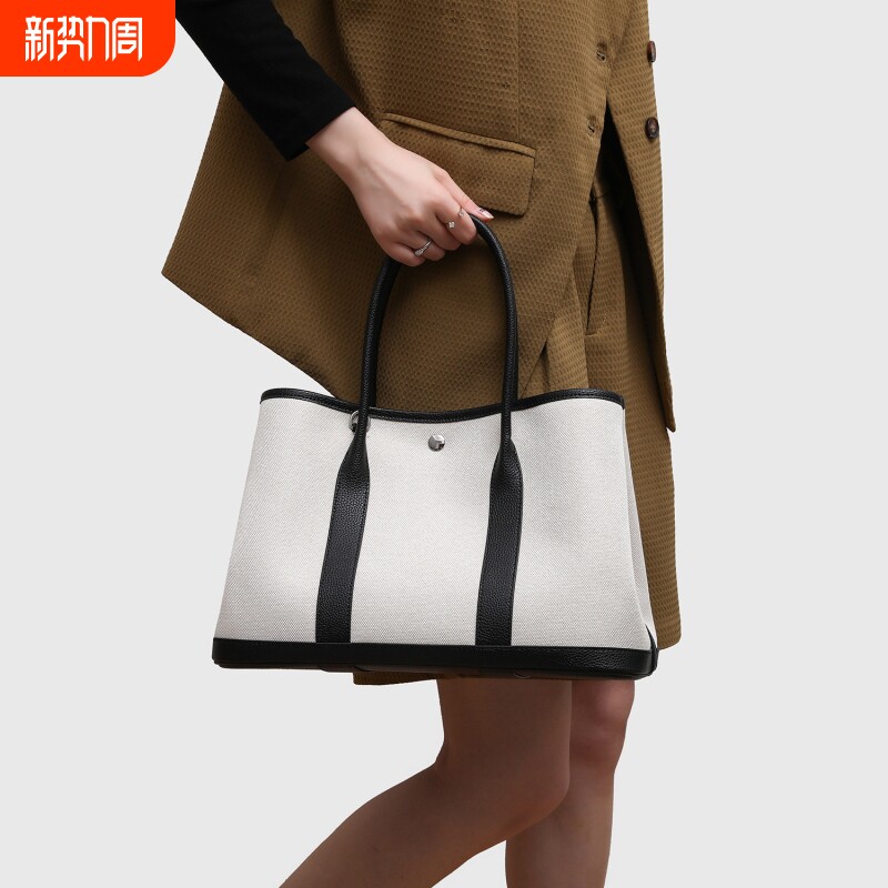 店酷奇小众高级感女士真皮手提包大容量撞色花园托特包女包