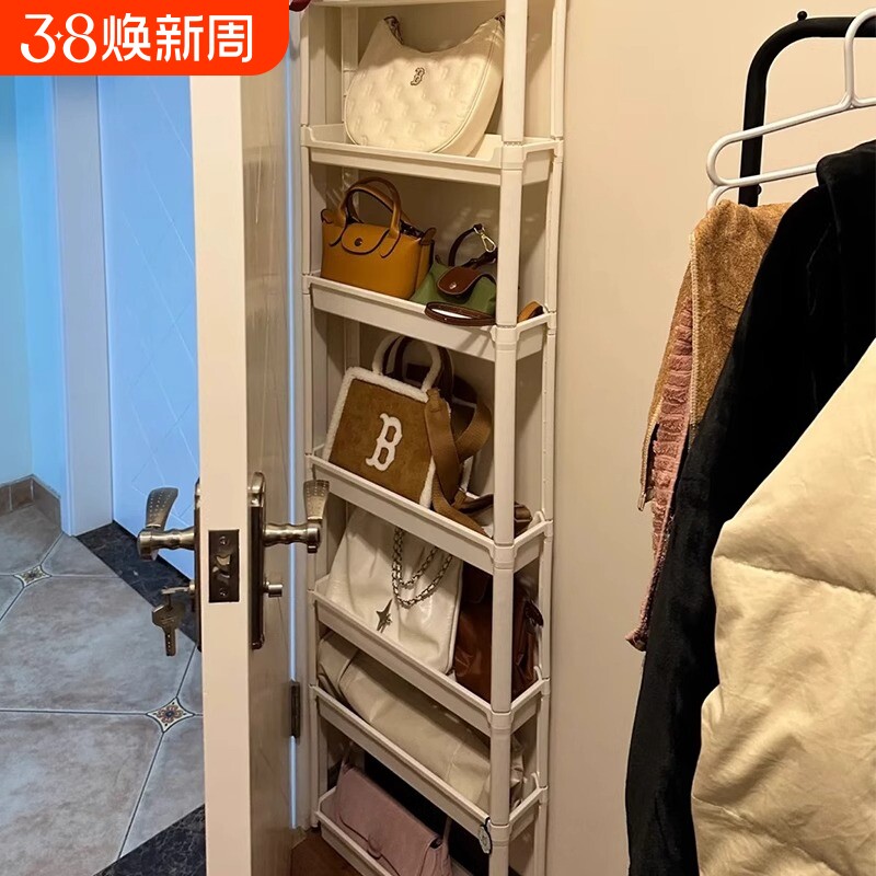 门后置物架包包收纳挂包展示放置神器卧室门背多层放包落地窄架子